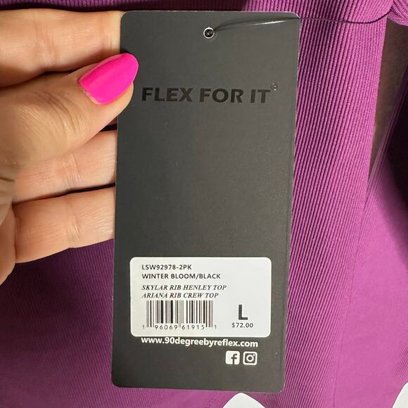 NWT 90 Degrees by Reflex Skylar Rib Henley Top – Winter Bloom – Size L - Picture 3 of 6